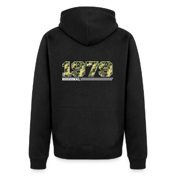 Cadeau d’anniversaire 1979 Vintage 1979 Army - Veste à capuche bio Premium Unisexe - noir - Dos - Nico (187cm)