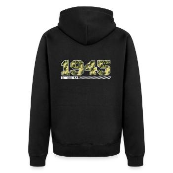 Cadeau d’anniversaire 1945 Vintage 1945 Armée - Veste à capuche bio Premium Unisexe - noir - Dos - Nico (187cm)