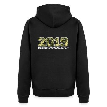 2019 Cadeau Anniversaire Vintage 2019 Armée - Veste à capuche bio Premium Unisexe - noir - Dos - Nico (187cm)
