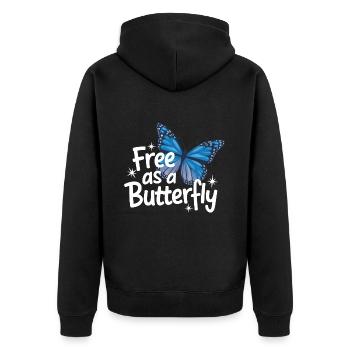 Schmetterling Monarchfalter Bunt Schmetterlinge - Unisex Premium Bio Zip Hoodie - Schwarz - Hinten - Nico (187cm)