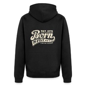 Born in July 1975 - Geburtstag - Geschenk - Unisex Premium Bio Zip Hoodie - Schwarz - Hinten - Nico (187cm)
