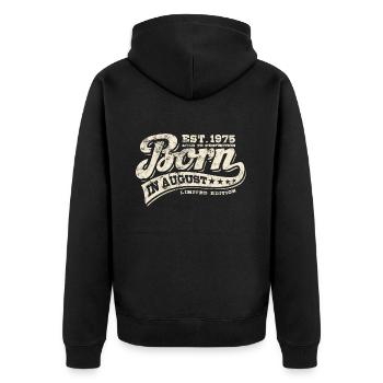 Born in August 1975 - Geburtstag - Geschenk - Unisex Premium Bio Zip Hoodie - Schwarz - Hinten - Nico (187cm)