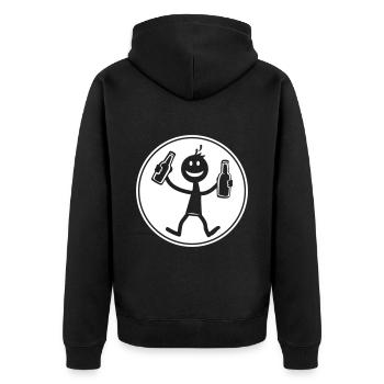 Drinking Bier - Unisex Premium Bio Zip Hoodie - Schwarz - Hinten - Nico (187cm)