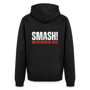MMA SMASH - Unisex Premium Bio Zip Hoodie - Schwarz - Hinten - Nico (187cm)