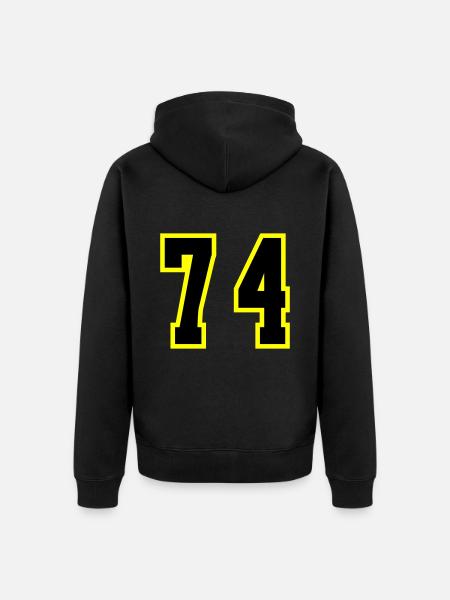 74 Number Jersey - Unisex Premium Organic Zip Hoodie - black