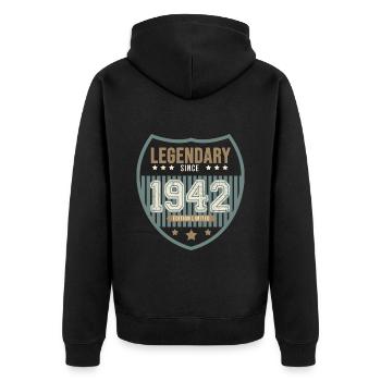 anniversary 1942 legendary 80 years - Unisex Premium Organic Zip Hoodie - black - Back - Nico (187cm)
