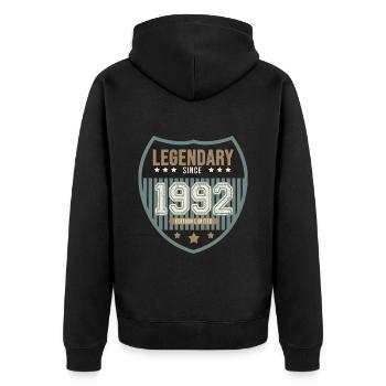 anniversaire 1992 legendaire 30 ans - Veste à capuche bio Premium Unisexe - noir - Dos - Nico (187cm)