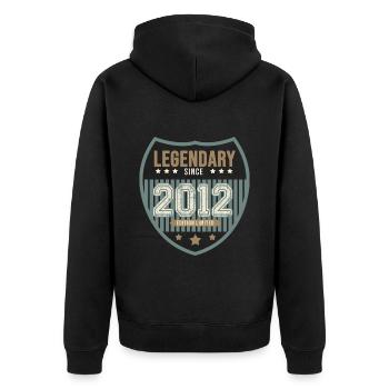 Jubiläum 2012 Legendäre 10 Jahre - Unisex Premium Bio Zip Hoodie - Schwarz - Hinten - Nico (187cm)