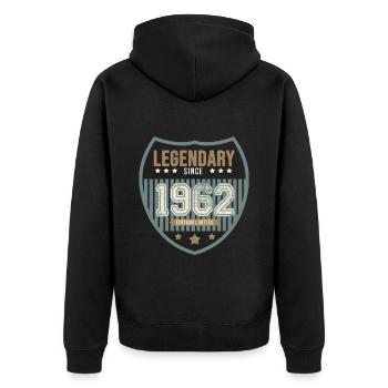 anniversaire 1962 legendaire 60 ans - Veste à capuche bio Premium Unisexe - noir - Dos - Nico (187cm)