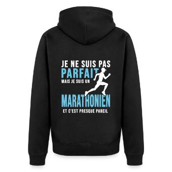 marathon pas parfait marathonien humour running - Veste à capuche bio Premium Unisexe - noir - Dos - Nico (187cm)