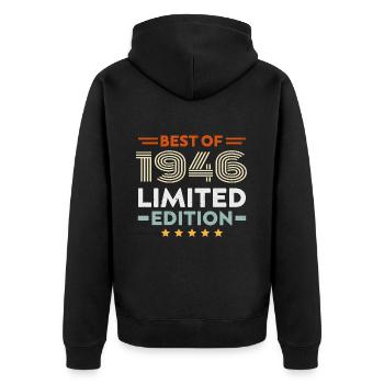 Retro 1946 Vintage Gift 78th Birthday 78 Years - Unisex Premium Organic Zip Hoodie - black - Back - Nico (187cm)