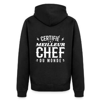 Certified World's Best Chef | Chef Gift - Unisex Premium Organic Zip Hoodie - black - Back - Nico (187cm)