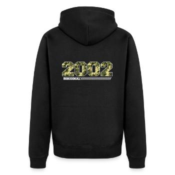 2002 Cadeau Anniversaire Vintage 2002 Armée - Veste à capuche bio Premium Unisexe - noir - Dos - Nico (187cm)