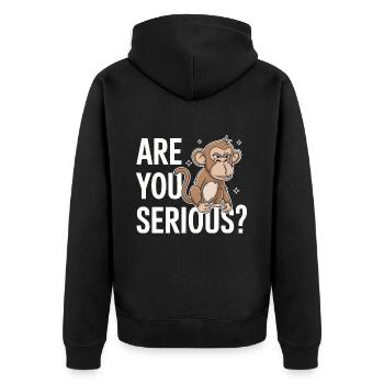 Monkey Monkey Animal Gorilla Chimpanzee - Unisex Premium Organic Zip Hoodie - black - Back - Nico (187cm)