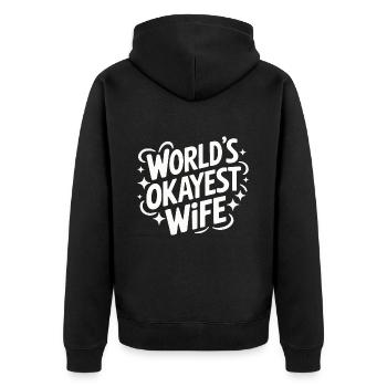 Frau Ehefrau Partnerin Familie Verheiratet - Unisex Premium Bio Zip Hoodie - Schwarz - Hinten - Nico (187cm)