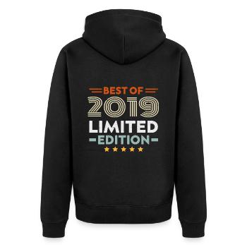 Retro 2019 Vintage Gift 5th Anniversary 5 Years - Unisex Premium Organic Zip Hoodie - black - Back - Nico (187cm)