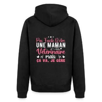Mama Tierarzt Geschenkidee Beruf Zitat - Unisex Premium Bio Zip Hoodie - Schwarz - Hinten - Nico (187cm)