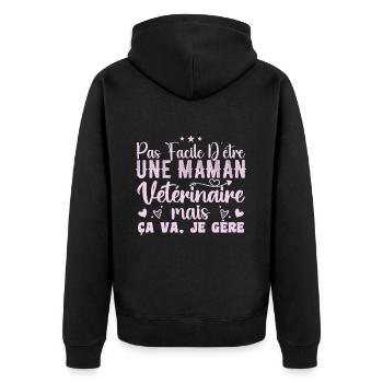 Mama Tierarzt Geschenkidee Beruf Zitat - Unisex Premium Bio Zip Hoodie - Schwarz - Hinten - Nico (187cm)