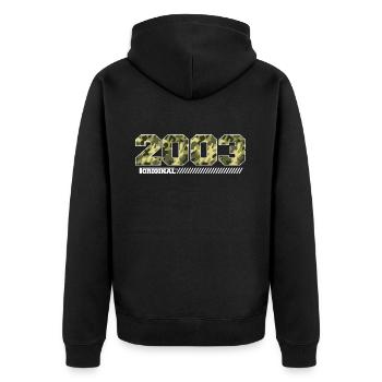 2003 Cadeau Anniversaire Vintage 2003 Armée - Veste à capuche bio Premium Unisexe - noir - Dos - Nico (187cm)