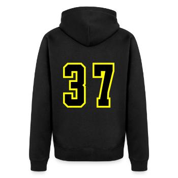 Maillot à 37 numéros - Veste à capuche bio Premium Unisexe - noir - Dos - Nico (187cm)