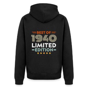 Retro 1940 Vintage 84th Birthday Gift 84 Years Old - Unisex Premium Organic Zip Hoodie - black - Back - Nico (187cm)