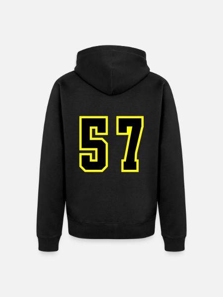 57 Number Jersey - Unisex Premium Organic Zip Hoodie - black