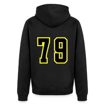 79 Number Leotard - Unisex Premium Organic Zip Hoodie - black - Back - Nico (187cm)