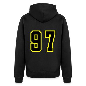 97 Number Leotard - Unisex Premium Organic Zip Hoodie - black - Back - Nico (187cm)