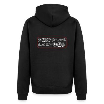 Anstaltsleitung funny Arbeit Verrückt Irrenhaus - Unisex Premium Bio Zip Hoodie - Schwarz - Hinten - Nico (187cm)