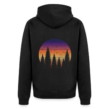 Retro Forest Mountains Randonnée Aventure en plein air - Veste à capuche bio Premium Unisexe - noir - Dos - Nico (187cm)