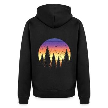 Retro Forest Mountains Randonnée Aventure en plein air - Veste à capuche bio Premium Unisexe - noir - Dos - Nico (187cm)