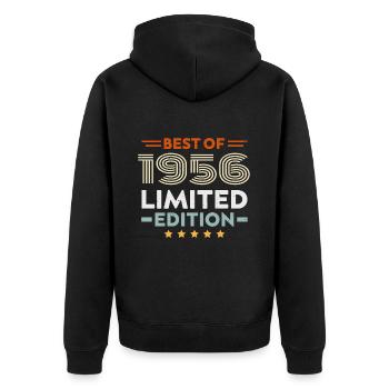 Retro 1956 Vintage Geschenk 68. Geburtstag 68 Jahre - Unisex Premium Bio Zip Hoodie - Schwarz - Hinten - Nico (187cm)