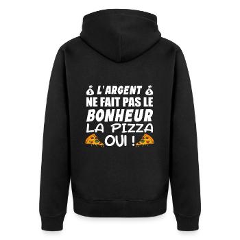 L argent Ne Fait Pas Le Bonheur La Pizza Oui - Veste à capuche bio Premium Unisexe - noir - Dos - Nico (187cm)