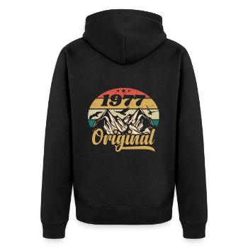 Original 1977 Vintage Birthday Gift 1977 - Unisex Premium Organic Zip Hoodie - black - Back - Nico (187cm)