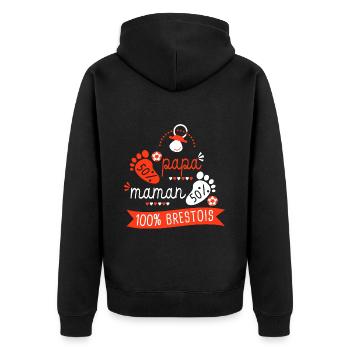 Brest Naissance bébé supporter club football Brest - Veste à capuche bio Premium Unisexe - noir - Dos - Nico (187cm)