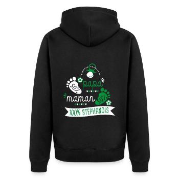 Naissance supporter football verts stéphanois - Veste à capuche bio Premium Unisexe - noir - Dos - Nico (187cm)