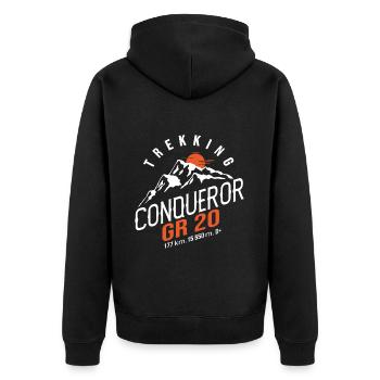 GR 20 Korsische Wanderung Gr 20 Wanderer Wandern Korsika - Unisex Premium Bio Zip Hoodie - Schwarz - Hinten - Nico (187cm)