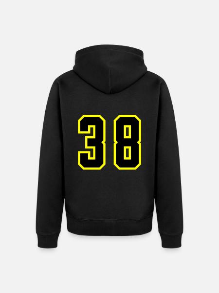 38 Zahl Trikot - Unisex Premium Bio Zip Hoodie - Schwarz