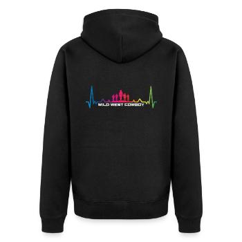 cowboy herzschlag- Cowboy Western Texas - Unisex Premium Bio Zip Hoodie - Schwarz - Hinten - Nico (187cm)