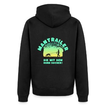 Mantrailer - die mit dem Hund suchen Jagdhund F - Unisex Premium Bio Zip Hoodie - Schwarz - Hinten - Nico (187cm)