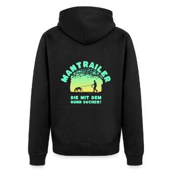 Mantrailer - die mit dem Hund suchen Jagdhund M S - Unisex Premium Bio Zip Hoodie - Schwarz - Hinten - Nico (187cm)
