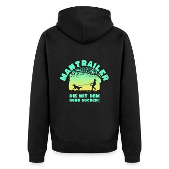 Mantrailer - die mit dem Hund suchen Frau Setter s - Unisex Premium Bio Zip Hoodie - Schwarz - Hinten - Nico (187cm)