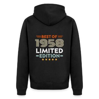 Retro 1958 Vintage Geschenk 66. Geburtstag 66 Jahre - Unisex Premium Bio Zip Hoodie - Schwarz - Hinten - Nico (187cm)