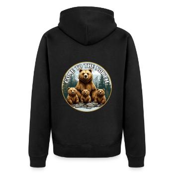 Grizzli avec ses oursons - Venez dans le Nord - Veste à capuche bio Premium Unisexe - noir - Dos - Nico (187cm)