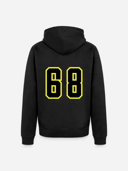 68 Number Jersey - Unisex Premium Organic Zip Hoodie - black