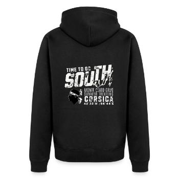 Time to go South Corsica GR20 Monte Cinto - Unisex Premium Organic Zip Hoodie - black - Back - Nico (187cm)