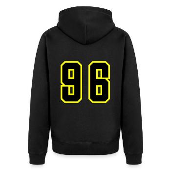 96 Number Leotard - Unisex Premium Organic Zip Hoodie - black - Back - Nico (187cm)