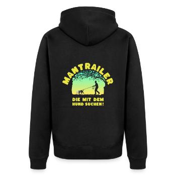 Mantrailer - die mit dem Hund suchen Mann Stafford - Unisex Premium Bio Zip Hoodie - Schwarz - Hinten - Nico (187cm)