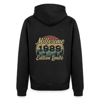 Millésime 1989 - Cadeau Pour le 35e Anniversaire - Veste à capuche bio Premium Unisexe - noir - Dos - Nico (187cm)