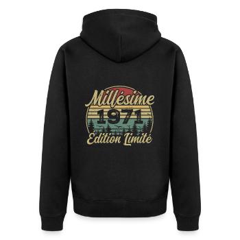 Millésime 1971 - Cadeau Pour le 53e Anniversaire - Veste à capuche bio Premium Unisexe - noir - Dos - Nico (187cm)